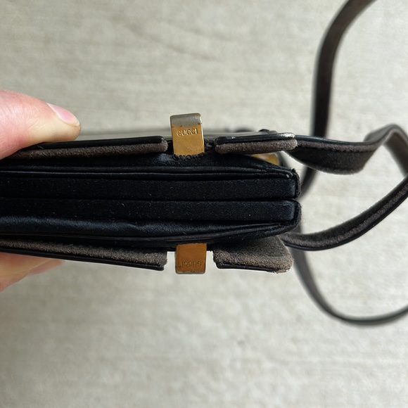 Gucci Authentic Vintage 60’s Black Leather Convertible Bag Clutch - Picture 3 of 14